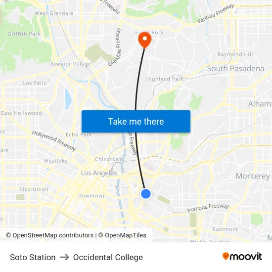 Soto Station to Occidental College map