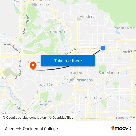 Allen to Occidental College map