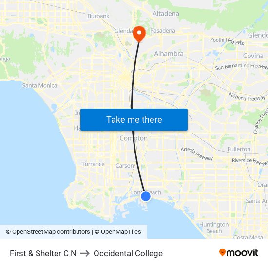 First & Shelter C N to Occidental College map