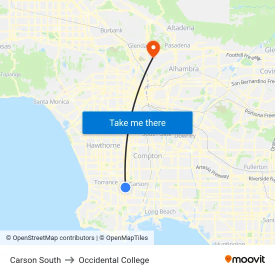 Carson South to Occidental College map