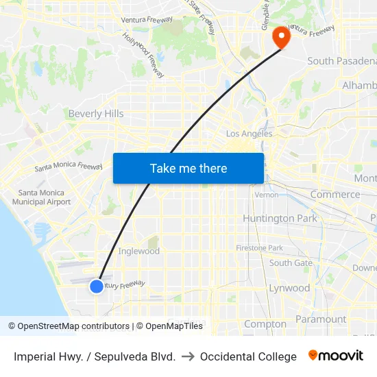 Imperial Hwy. / Sepulveda Blvd. to Occidental College map