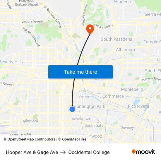 Hooper Ave & Gage Ave to Occidental College map