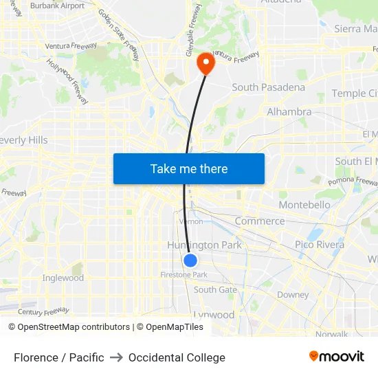 Florence / Pacific to Occidental College map