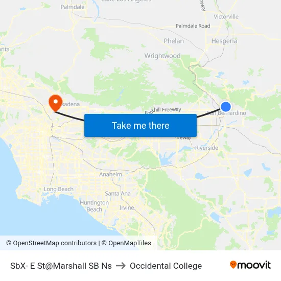SbX- E St@Marshall SB Ns to Occidental College map