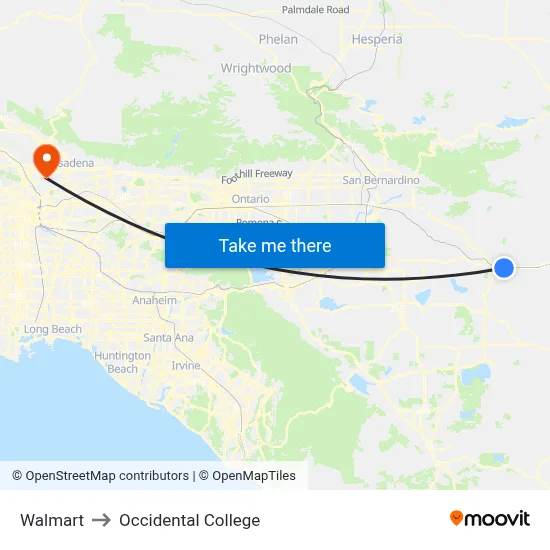 Walmart to Occidental College map