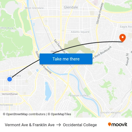 Vermont Ave & Franklin Ave to Occidental College map