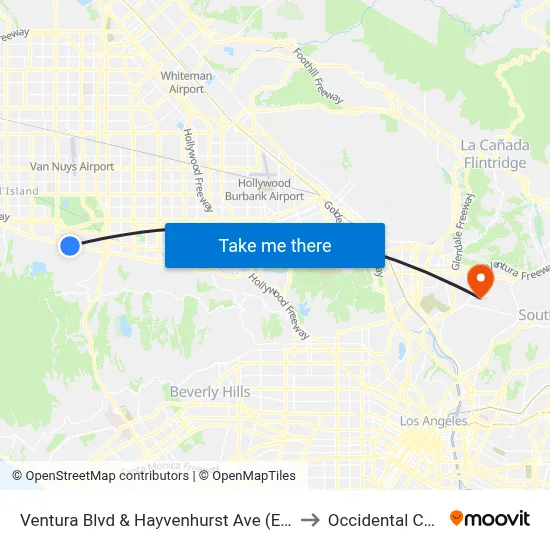 Ventura Blvd & Hayvenhurst Ave (Eastbound) to Occidental College map