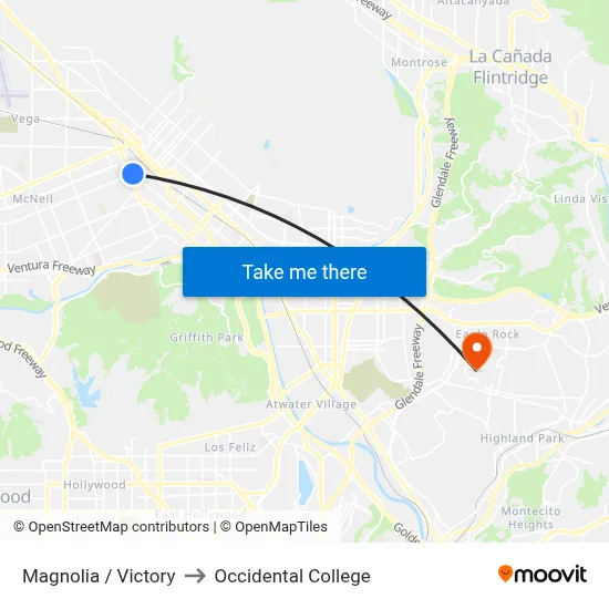 Magnolia / Victory to Occidental College map