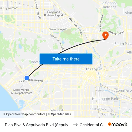 Pico Blvd & Sepulveda Blvd (Sepulveda Station) to Occidental College map