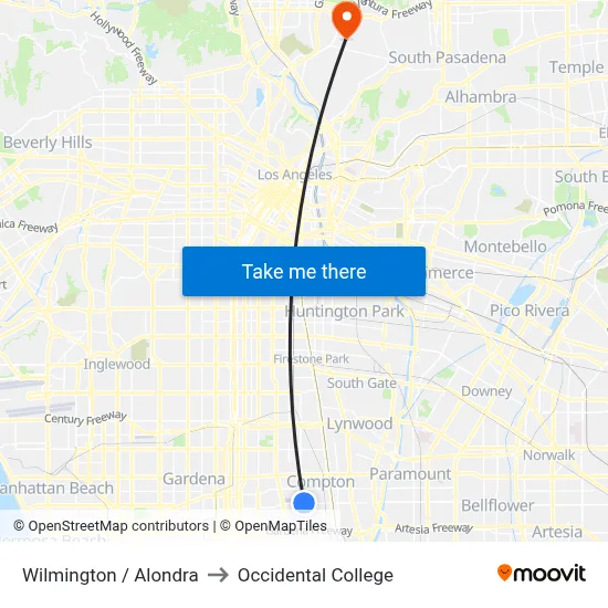 Wilmington / Alondra to Occidental College map