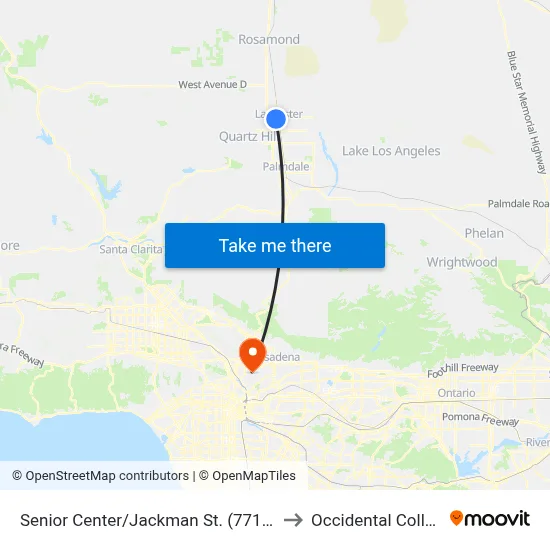 Senior Center/Jackman St. (771438) to Occidental College map