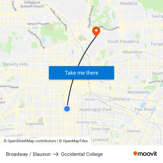 Broadway / Slauson to Occidental College map