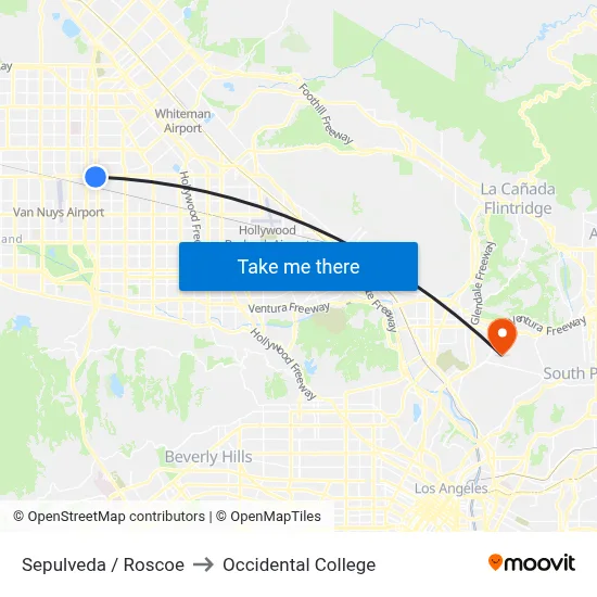 Sepulveda / Roscoe to Occidental College map