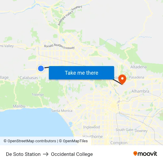 De Soto Station to Occidental College map