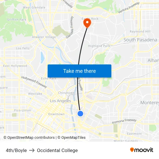 4th/Boyle to Occidental College map