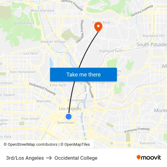 3rd/Los Angeles to Occidental College map