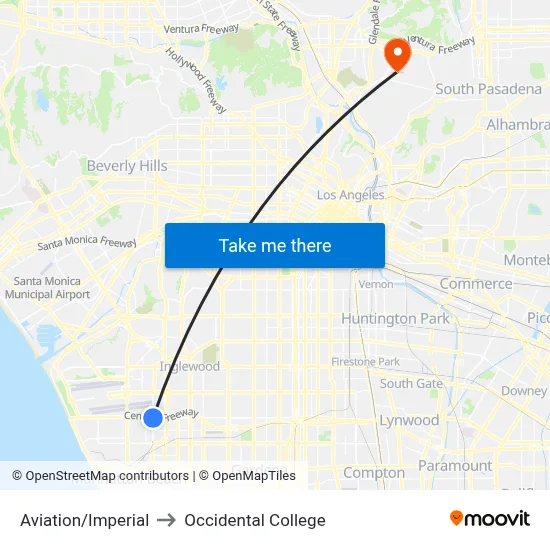 Aviation/Imperial to Occidental College map