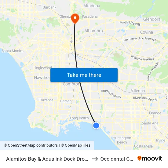 Alamitos Bay & Aqualink Dock Drop - Off Only to Occidental College map