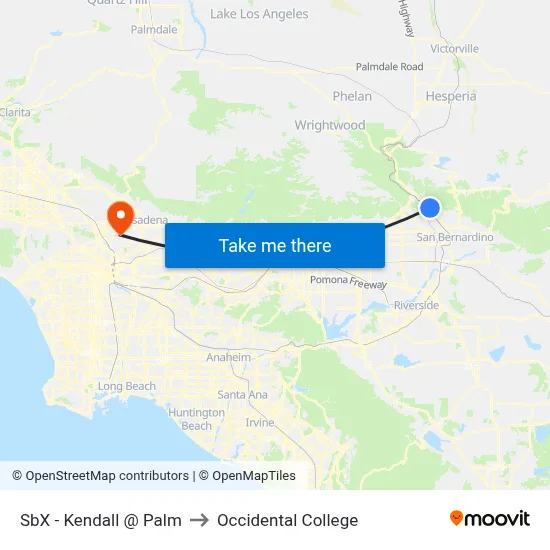 SbX - Kendall @ Palm to Occidental College map