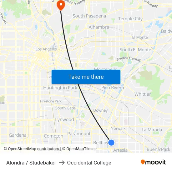 Alondra / Studebaker to Occidental College map