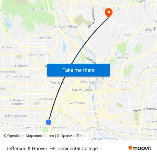 Jefferson & Hoover to Occidental College map