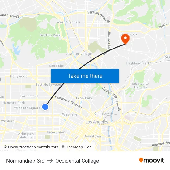 Normandie / 3rd to Occidental College map