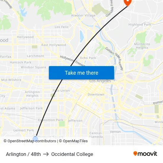 Arlington / 48th to Occidental College map