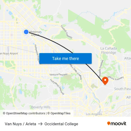Van Nuys / Arleta to Occidental College map