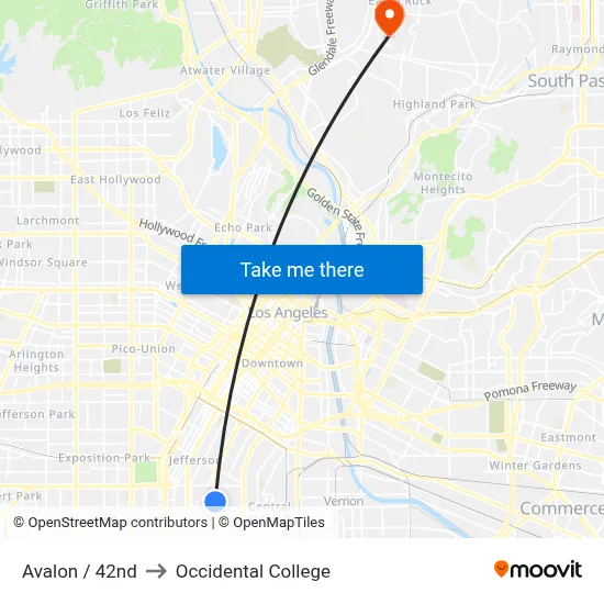 Avalon / 42nd to Occidental College map