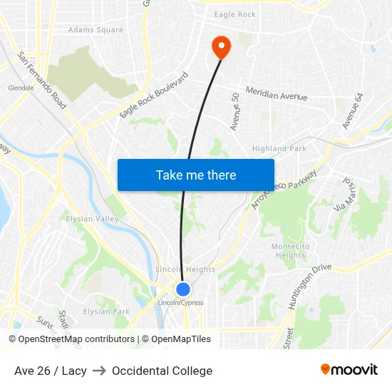 Ave 26 / Lacy to Occidental College map