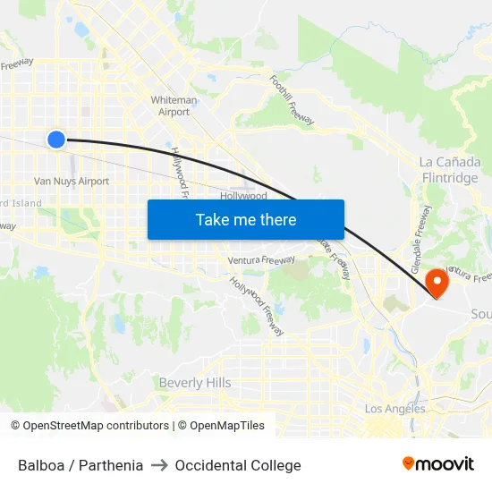 Balboa / Parthenia to Occidental College map