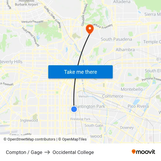 Compton / Gage to Occidental College map