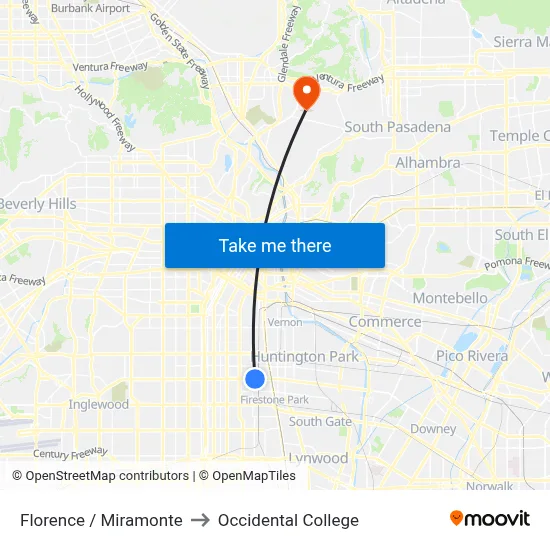Florence / Miramonte to Occidental College map