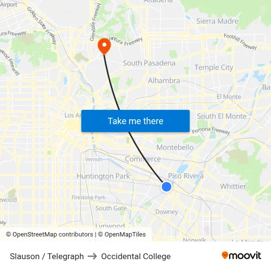 Slauson / Telegraph to Occidental College map