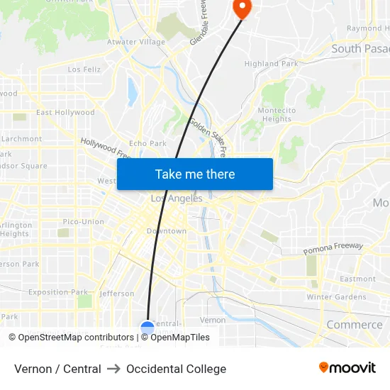Vernon / Central to Occidental College map