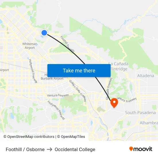 Foothill / Osborne to Occidental College map