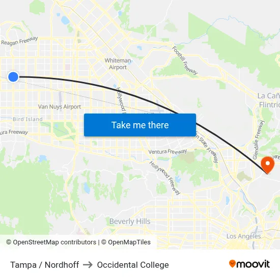 Tampa / Nordhoff to Occidental College map