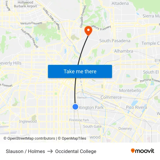 Slauson / Holmes to Occidental College map