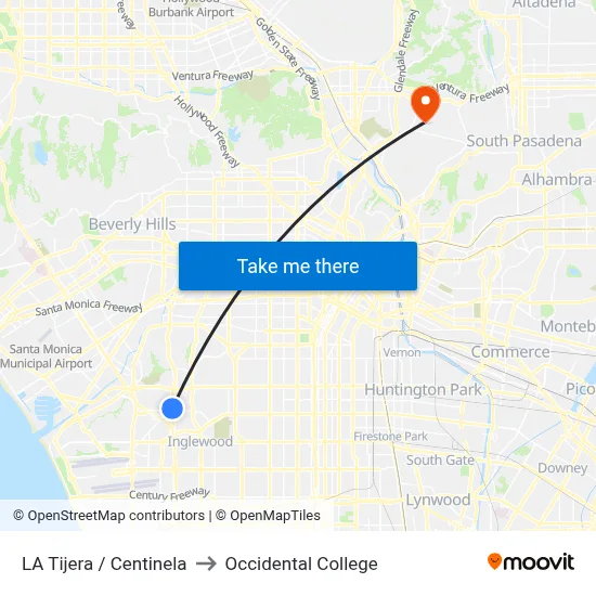LA Tijera / Centinela to Occidental College map