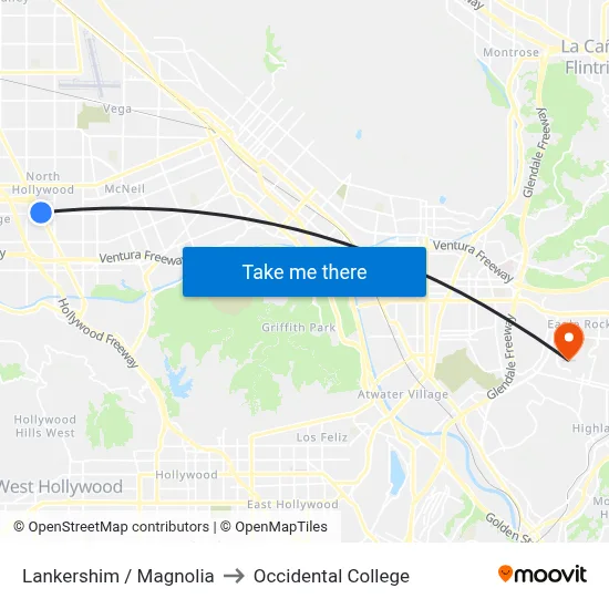 Lankershim / Magnolia to Occidental College map