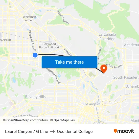 Laurel Canyon / G Line to Occidental College map