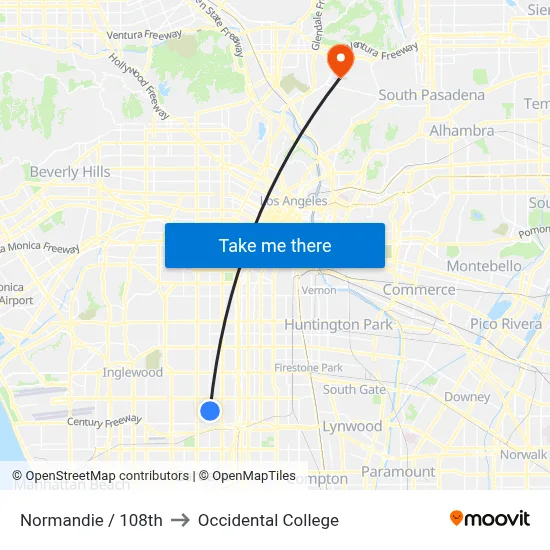 Normandie / 108th to Occidental College map