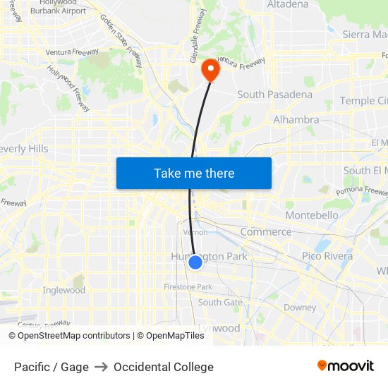 Pacific / Gage to Occidental College map