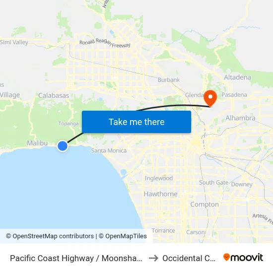 Pacific Coast Highway / Moonshadows Rest to Occidental College map