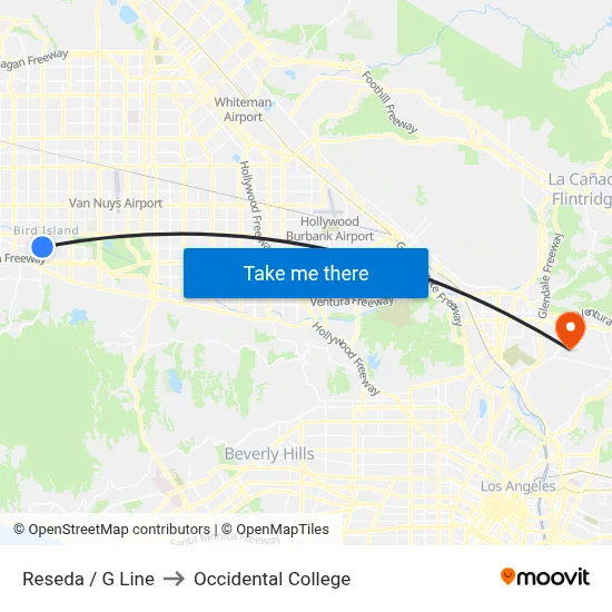 Reseda / G Line to Occidental College map