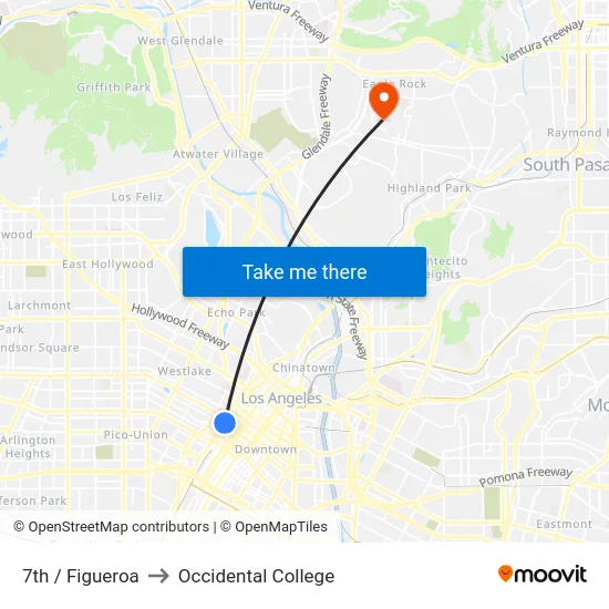 7th / Figueroa to Occidental College map