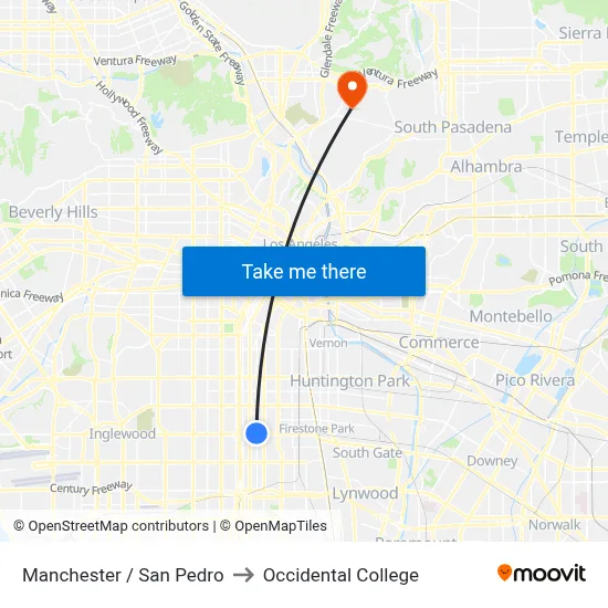 Manchester / San Pedro to Occidental College map