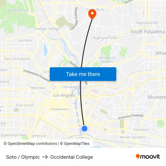 Soto / Olympic to Occidental College map