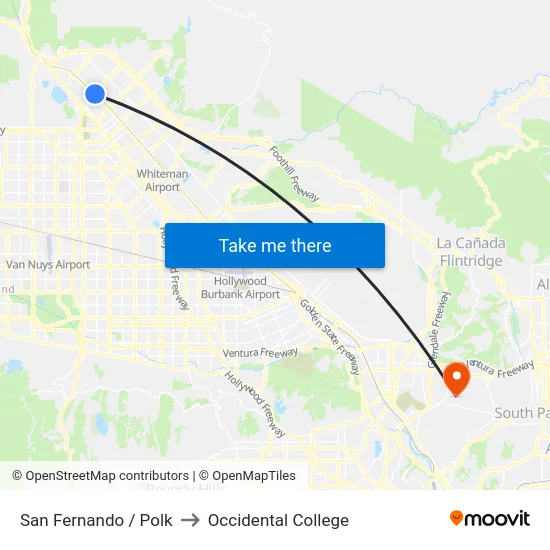 San Fernando / Polk to Occidental College map