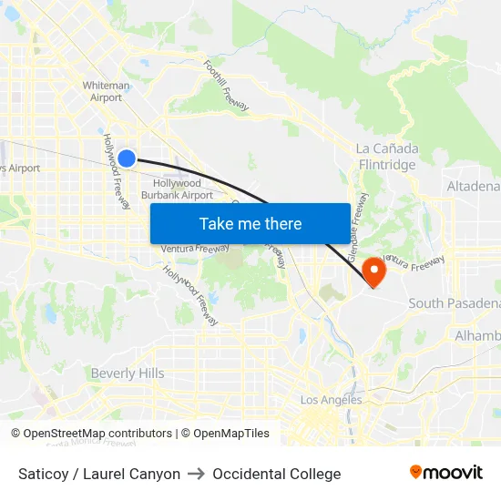 Saticoy / Laurel Canyon to Occidental College map
